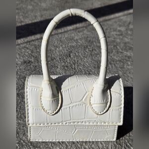 Elegant White Croc-Embossed Handbag